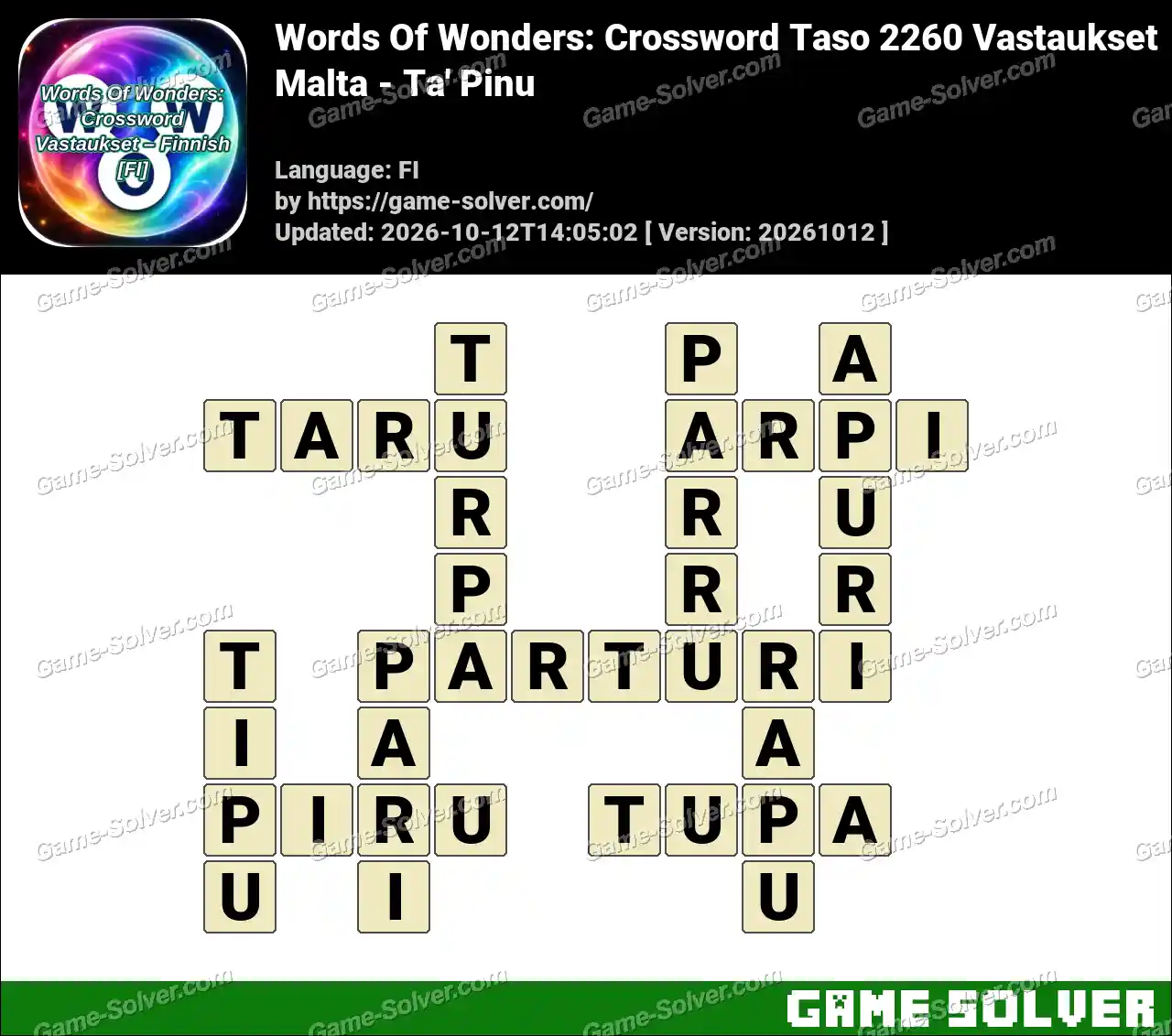 Words Of Wonders: Crossword Taso 2260 Vastaukset – Malta – Ta’ Pinu